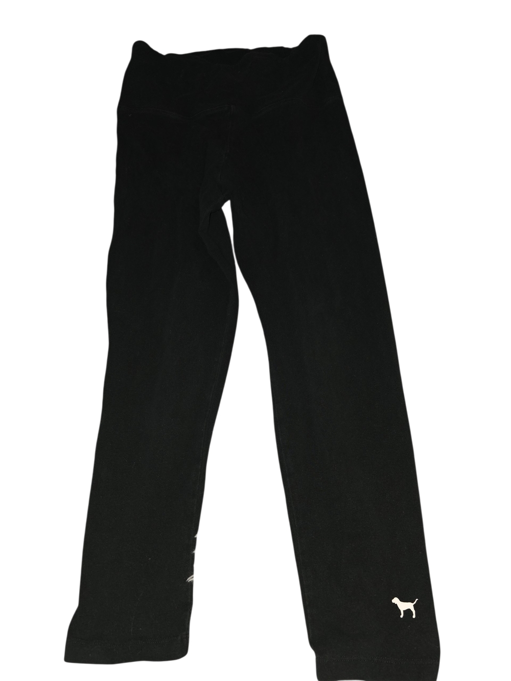 Womens Black Yoga Leggings with Small Dog Logo Pink Victorias Secret M/170/72a